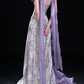 Lavender Strapless 3D Floral Ruffle Tulle Evening Dress fg9160
