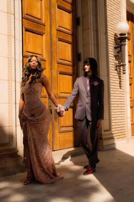 Strapless Sequin Long Evening Dress Prom Party Dress With Split fg8295