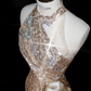 Champagne Sequin Prom Party Dress Shiny Evening Dress Birthday Outfit fg8687