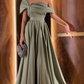 A Line Off Shoulder Sage Green Prom Dress Evening Formal Party Gowns   fg7447