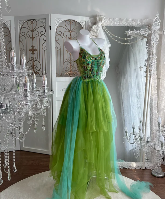 Buntes Meerjungfrau-Partykleid mit Pailletten und langen Abschlusskleidern fg8362