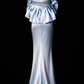 Off-Shoulder Ruffled Light Blue Satin Mermaid Evening Dress, Formal Gown fg8919