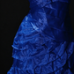 Blue Strapless Mermaid Organza Prom Dress with Pleats and Ruffles fg8927