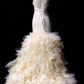 Spaghetti Strap Lace White Mermaid Evening Dress with Tulle Train, Formal Gown fg8929