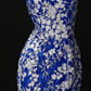 V-Neck Beaded Blue Tulle Mermaid Evening Dress, Formal Prom Gown fg8932