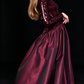 Burgundy Sequin Long Sleeve High Neck Satin A Line Evening Dress fg8973