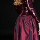 Burgundy Sequin Long Sleeve High Neck Satin A Line Evening Dress fg8973
