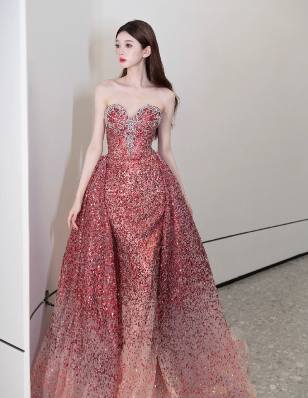 Sweetheart Neck Burgundy Prom Party Dress Sparkle Evening Dress Birthday Dress fg8650