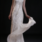 Ivory Floral Lace Mermaid Evening Gown With Sheer Ribbon Choker fg8980