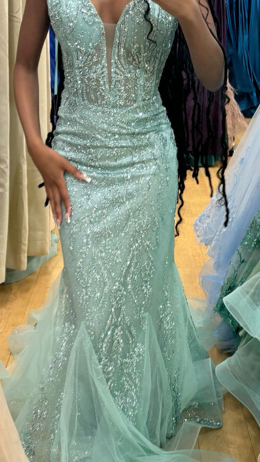 Mint Green Mermaid Prom Dress Evening Dress Graduation Dress fg8429