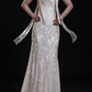 Ivory Floral Lace Mermaid Evening Gown With Sheer Ribbon Choker fg8980