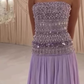 Lilac Strapless Long Prom Dresses Party Dress 20th Birthday Outfits  fg8343