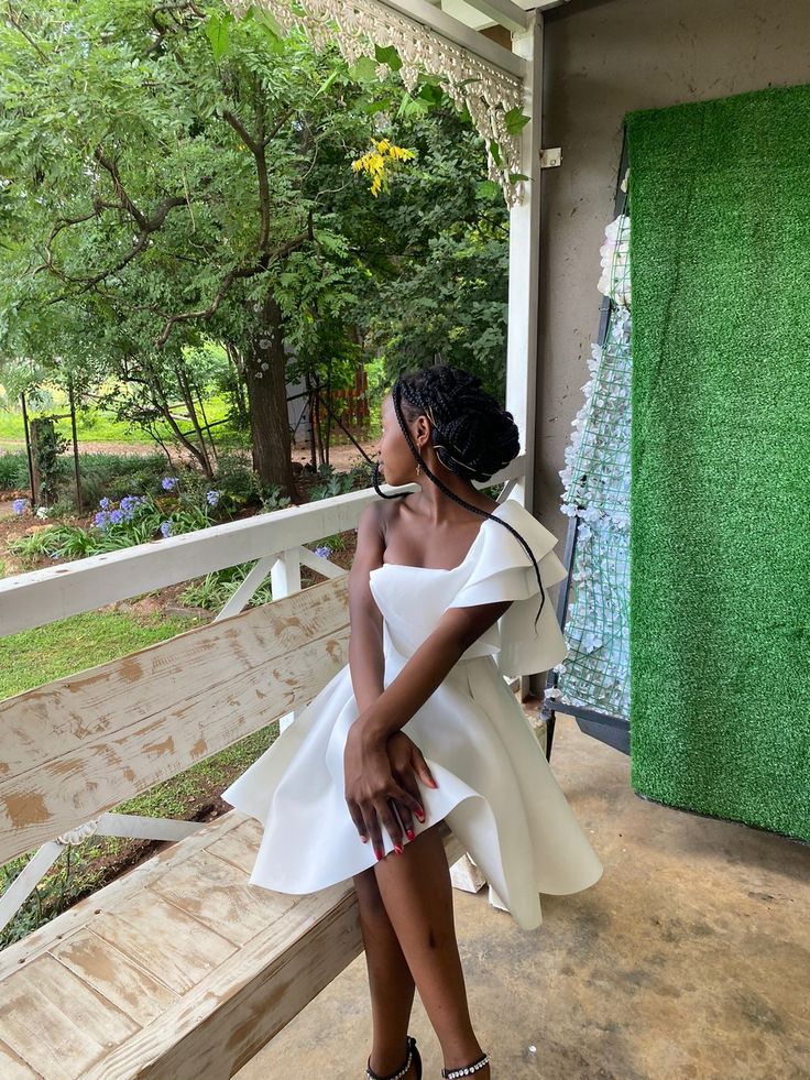 White One Shoulder A Line Homecoming Dress Short Party Dress    fg7722