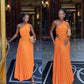 One Shoulder Orange Party Dress Evening Prom Dress Custom Made   fg7459