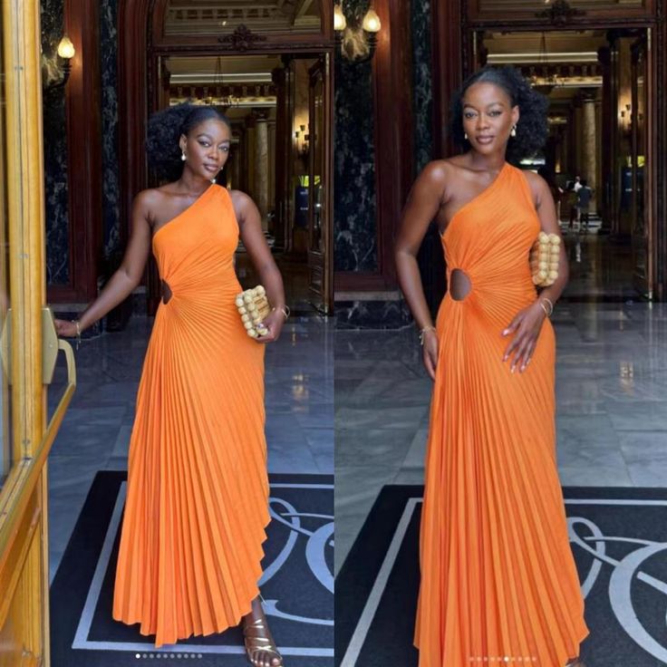 One Shoulder Orange Party Dress Evening Prom Dress Custom Made   fg7459