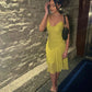 Sexy Women Dress New V Neck Yellow Evening Party Dresses  fg7788