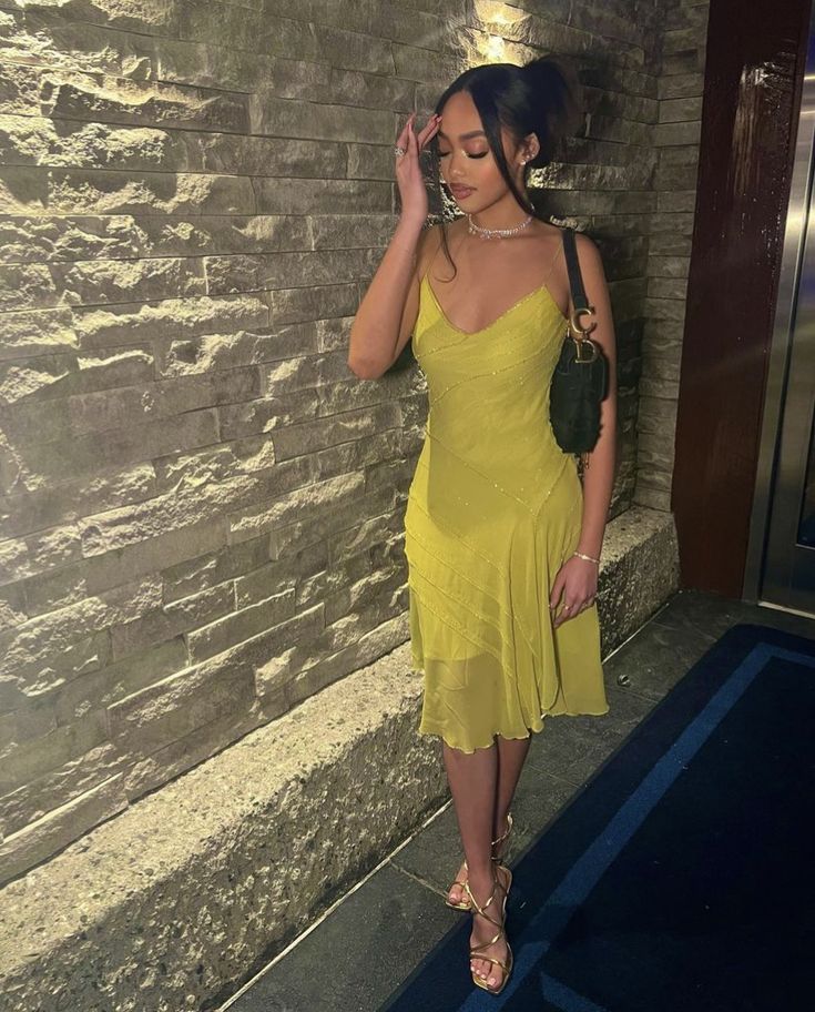 Sexy Women Dress New V Neck Yellow Evening Party Dresses  fg7788