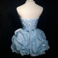 A Line Sky Blue Birthday Outfit Short Evening Dress Short Party Dress Vintage  Homecoming Dress   fg8082