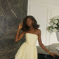 Light Yellow Strapless Homecoming Dresses Mini Prom Party Dress       fg6071