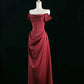 Red Satin Long A Line Prom Dress Red Evening Dress        fg5558