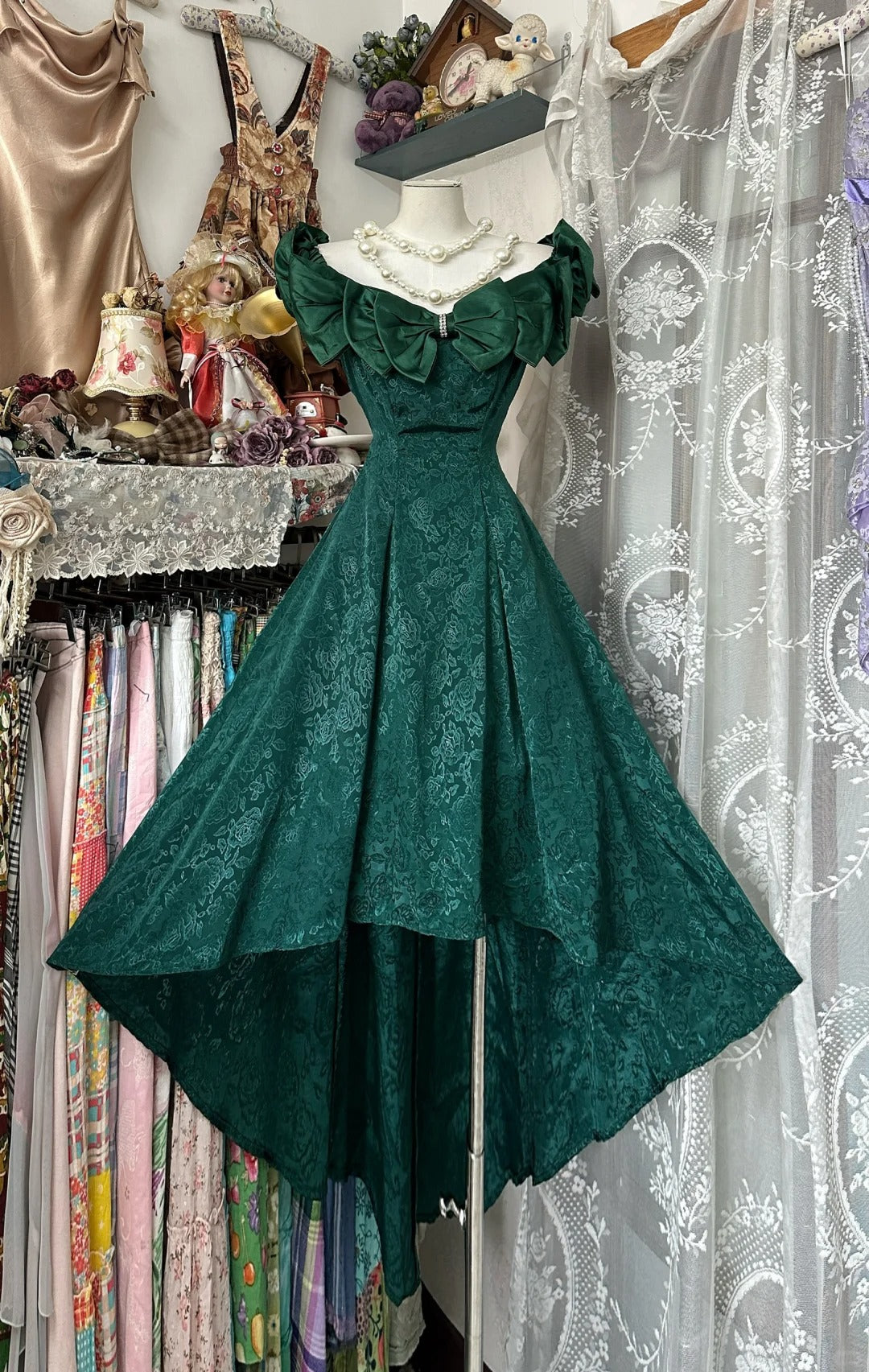 A Line Dark Green Vintage Evening Dress Elegant Sleeveless Prom Dress    fg8175