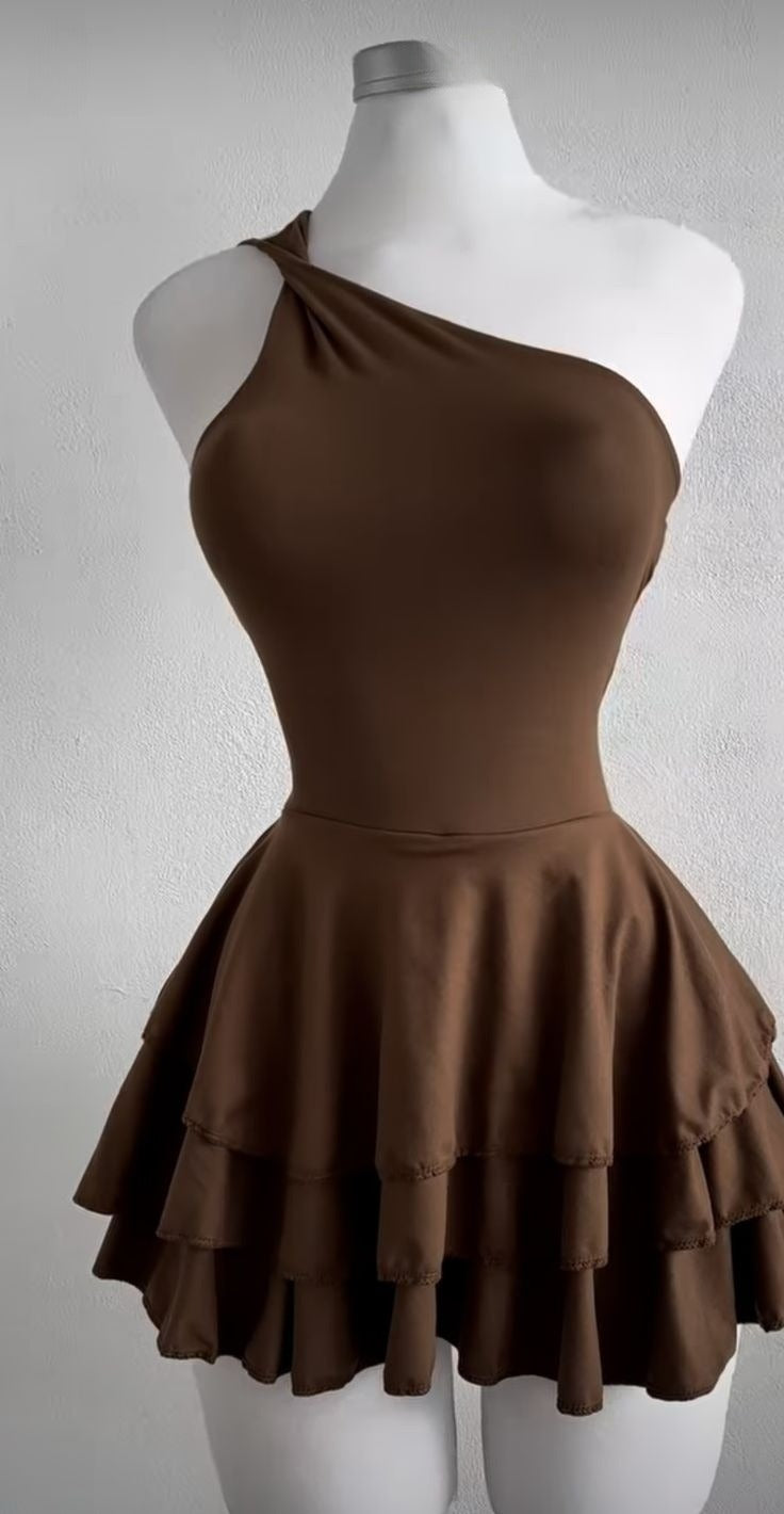 Brown Sexy Short Evening Dress Cocktail Dresses Short Party Dress    fg7861