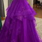 Burgundy Shinny Tulle A-Line Long Prom Dress Evening Party Dresses  fg7644