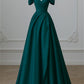 A Line Short Sleeves Simple Long Prom Party Dress Long Evening Dress   fg8074