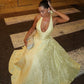 Yellow Halter Formal Dress Party Dress Long Evening Dress Prom Dresses    fg7820