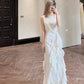 White Sheath Halter Backless Wedding Dress    fg3671