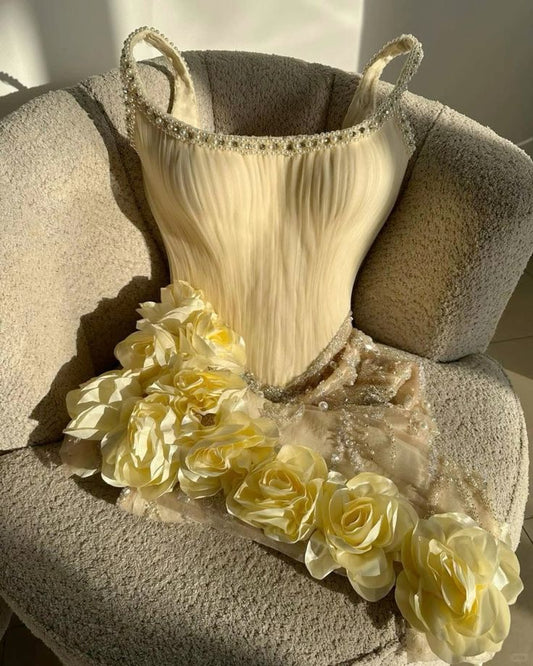 3D Flowers Short Evening Dress Homecoming Dress Short Party Dress    fg7757