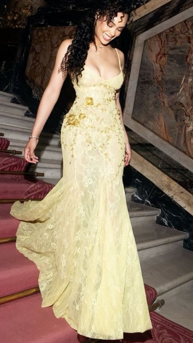 Gold Lace Spaghetti Straps Sexy Long Formal Dress Evening Party Dresses  fg7761