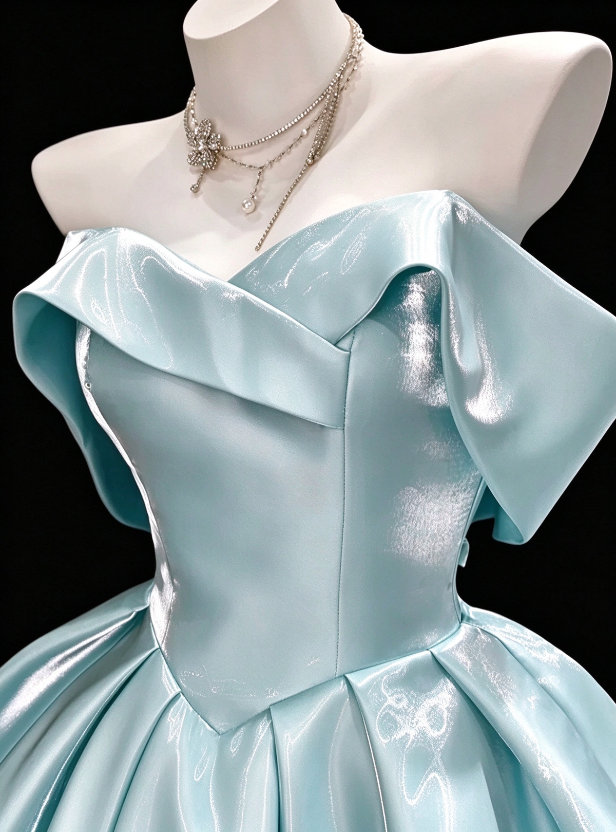 Off-the-Shoulder Structured Satin Mini Ball Gown fg9064