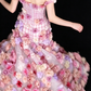 Pink Off-the-Shoulder 3D Floral Tulle Ball Gown fg9049