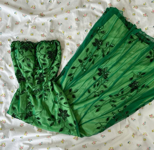 Vintage Women's Green Prom Dress Formal Dress Evening Party Dresses  fg7784