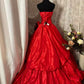 A Line Red Strapless Vintage Prom Dress Long Evening Dress   fg8034