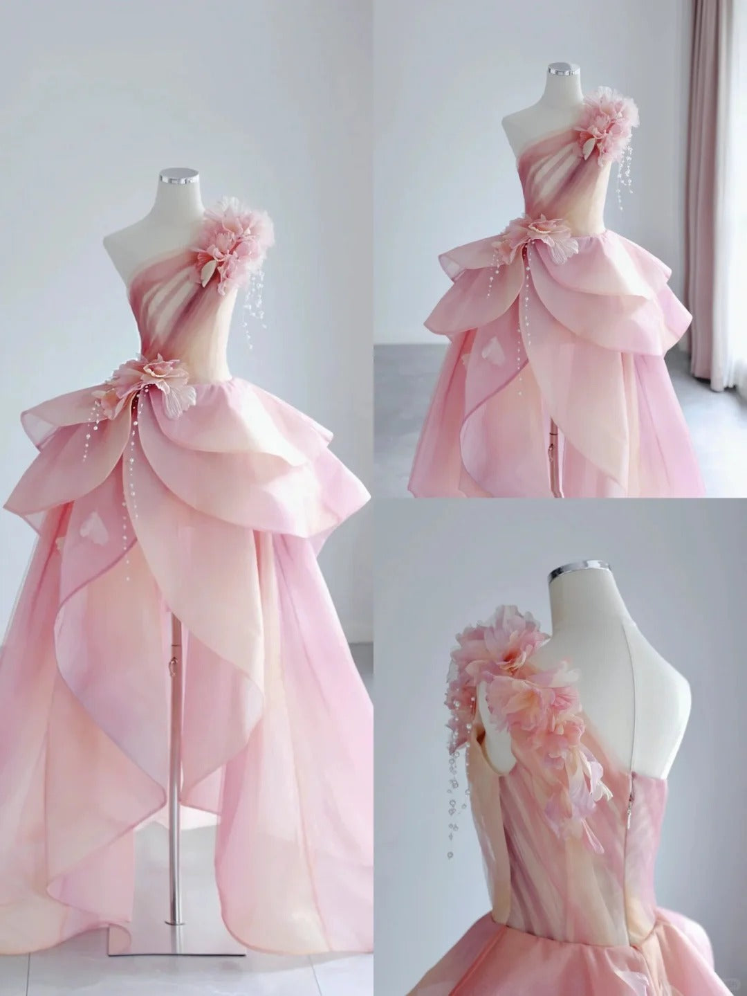 Elegant Formal Dress with 3D Flowers, A-Line Evening Party Dress  fg7527