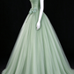 Mint Green Strapless Floral Applique Tulle Ball Gown fg9071