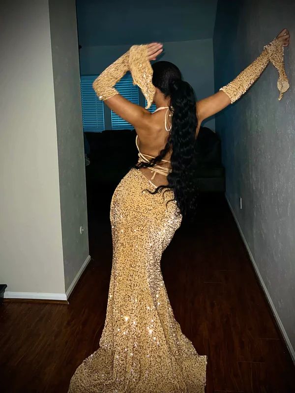 Charming gold prom dress Sheath Prom Dress Evening Dress       fg5202