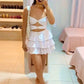 White Short Evening Dress Short Party Dress    fg7748