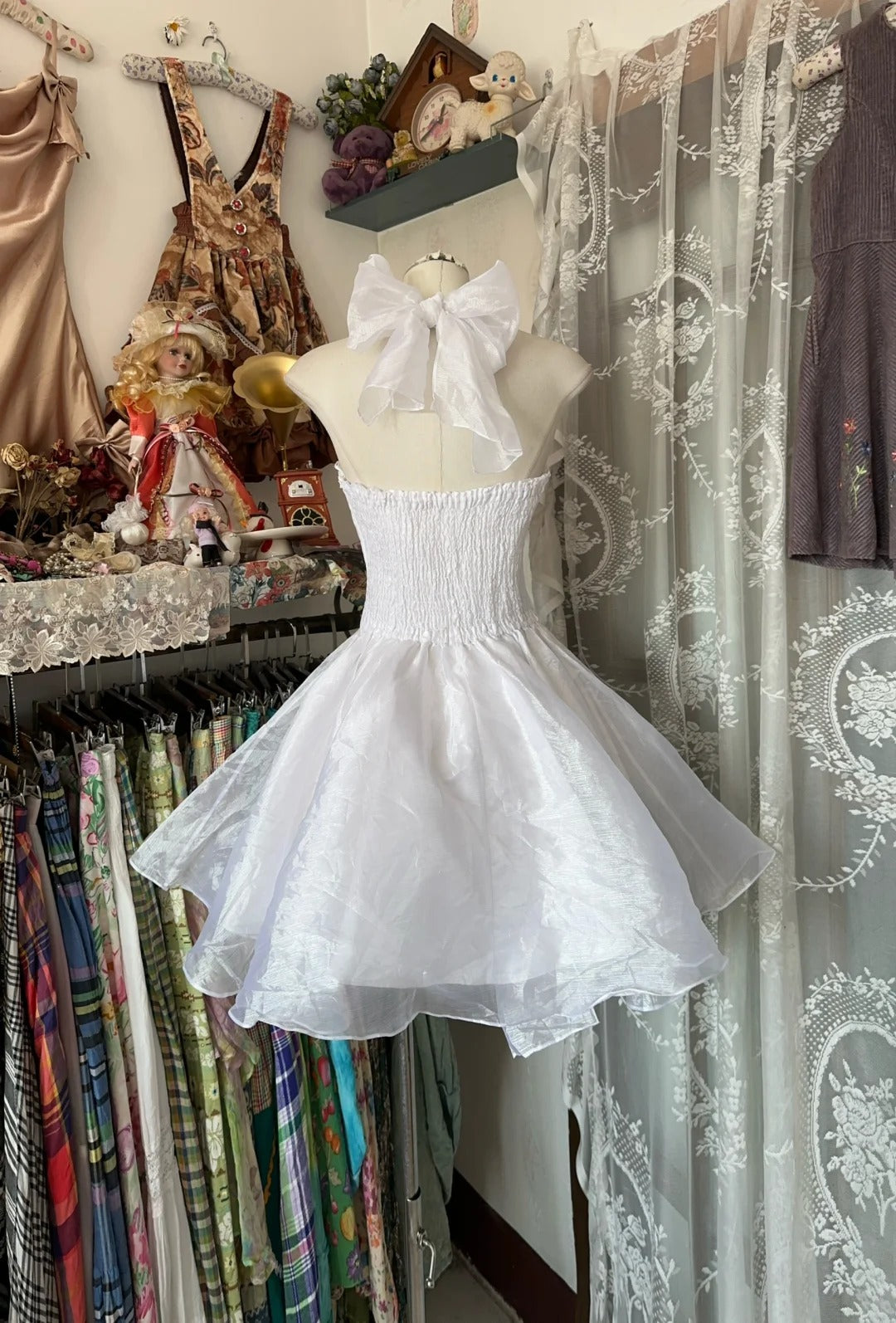 A Line White Birthday Outfit Short Evening Dress Vintage Short Party Dress Homecoming Dress  fg8036