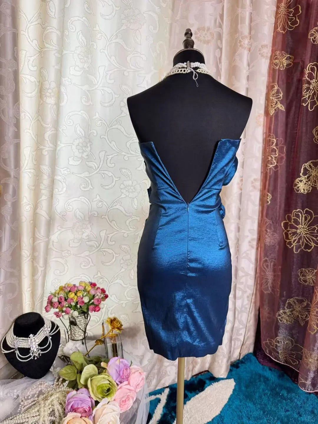 Royal Blue Birthday Outfit Short Evening Dress Short Party Dress Vintage Homecoming Dress   fg8085