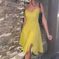 Sexy Women Dress New V Neck Yellow Evening Party Dresses  fg7788