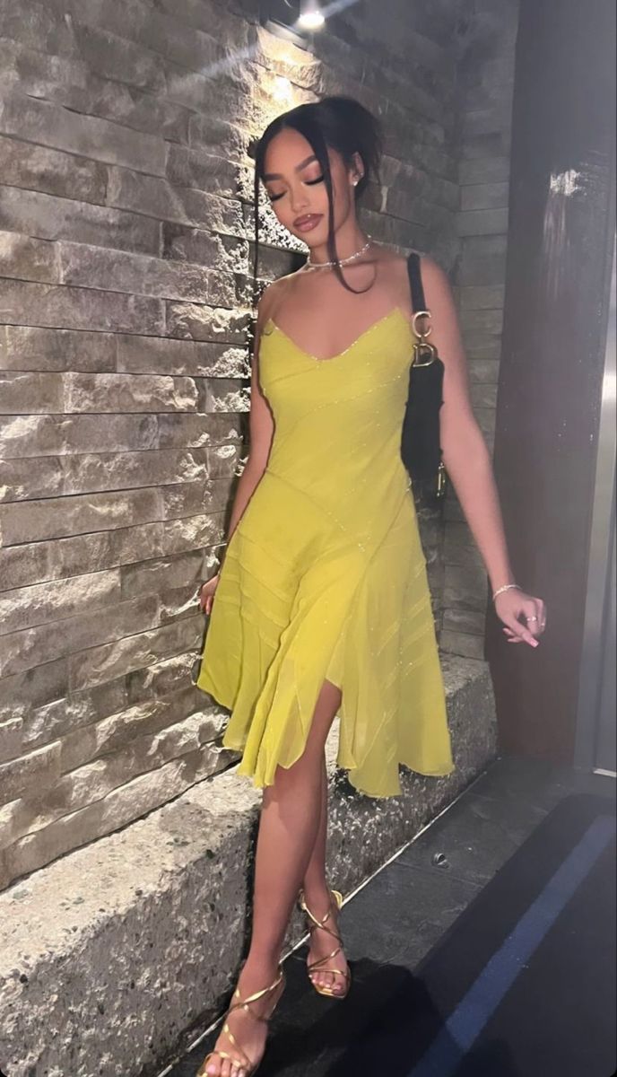Sexy Women Dress New V Neck Yellow Evening Party Dresses  fg7788