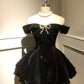 Black Off Shoulder Homecoming Dress Short Party Dress    fg7701