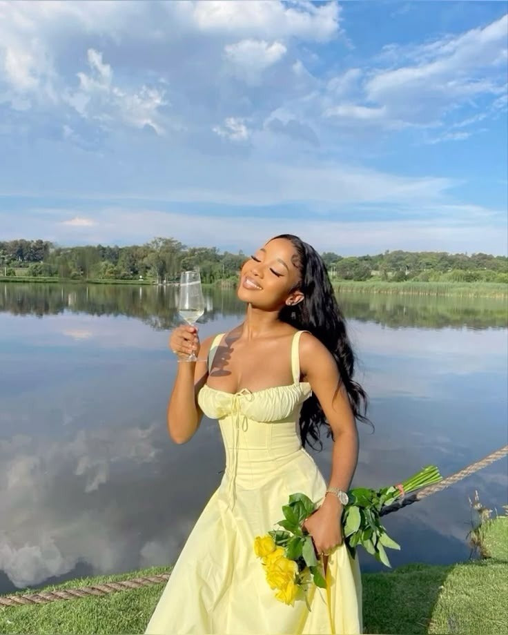 A Line Yellow Prom Dress, Evening Dress   fg7606