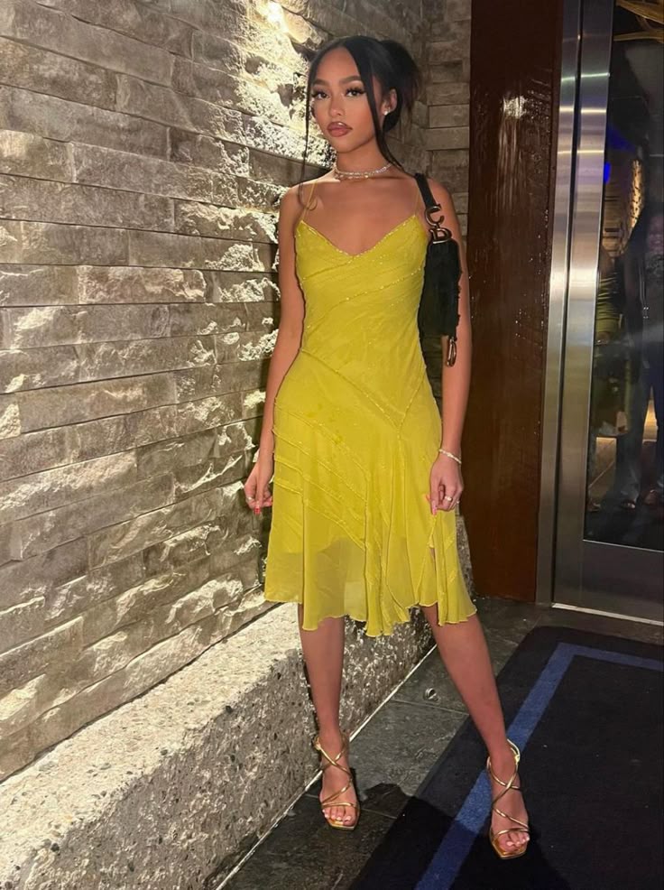 Sexy Women Dress New V Neck Yellow Evening Party Dresses  fg7788