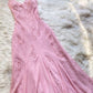 Pink spaghetti strap long evening dress       fg7104