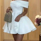 A Line White Off Shoulder Homecoming Dress Short Party Dress    fg7618