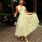 Yellow Halter Formal Dress Party Dress Long Evening Dress Prom Dresses    fg7820
